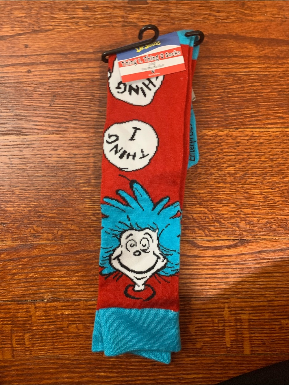 Spirit Red Crew Socks with Blue Character Accents